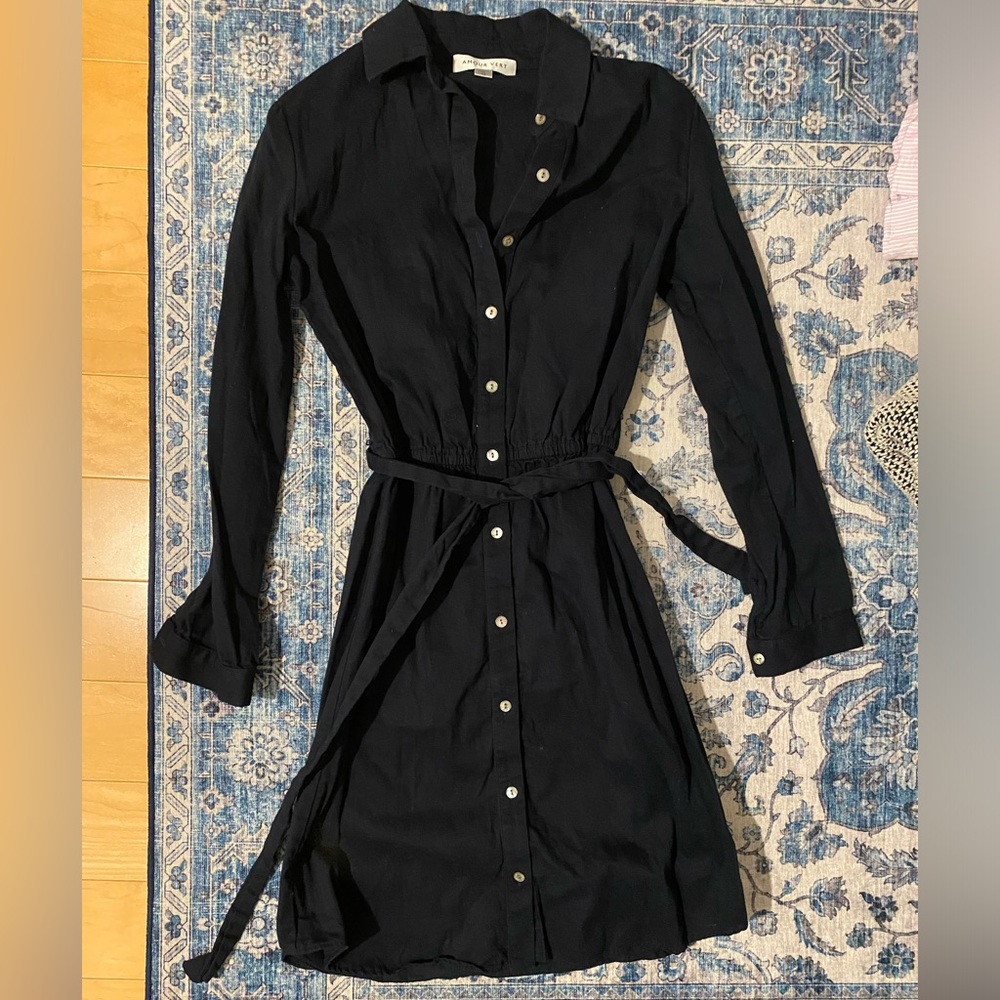 Amour Vert Bridget Cotton Shirtdress Navy XS